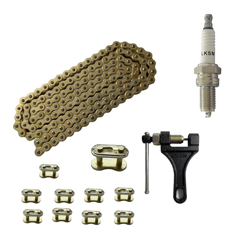 LUSM Gold 420 Motorcycle Chain 132 Link Standard with Chain Breaker 10 Connecting Master Link for 100cc 110cc 125cc Dirt Pit Bike ATV Quad Go Kart Mini Bike Scooter - Image 3
